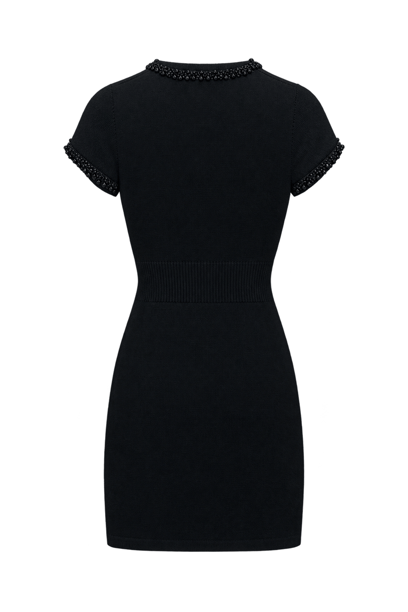 1990s Black Knit Dress - Back View