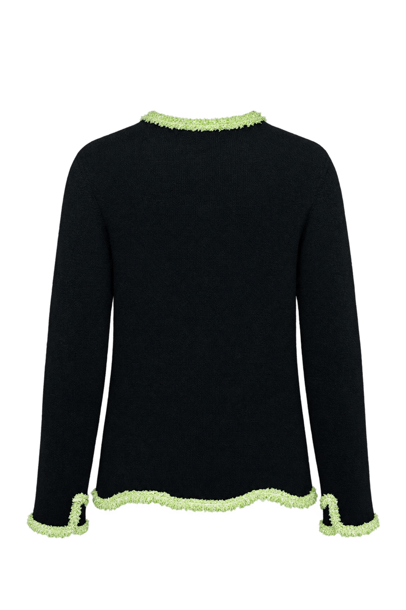 1990s Black Fine Knit Cardigan - Back View