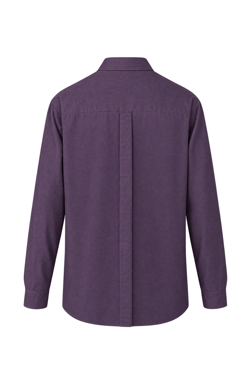 1980s Deep Plum Purple Woven Button-Down Shirt - Back View