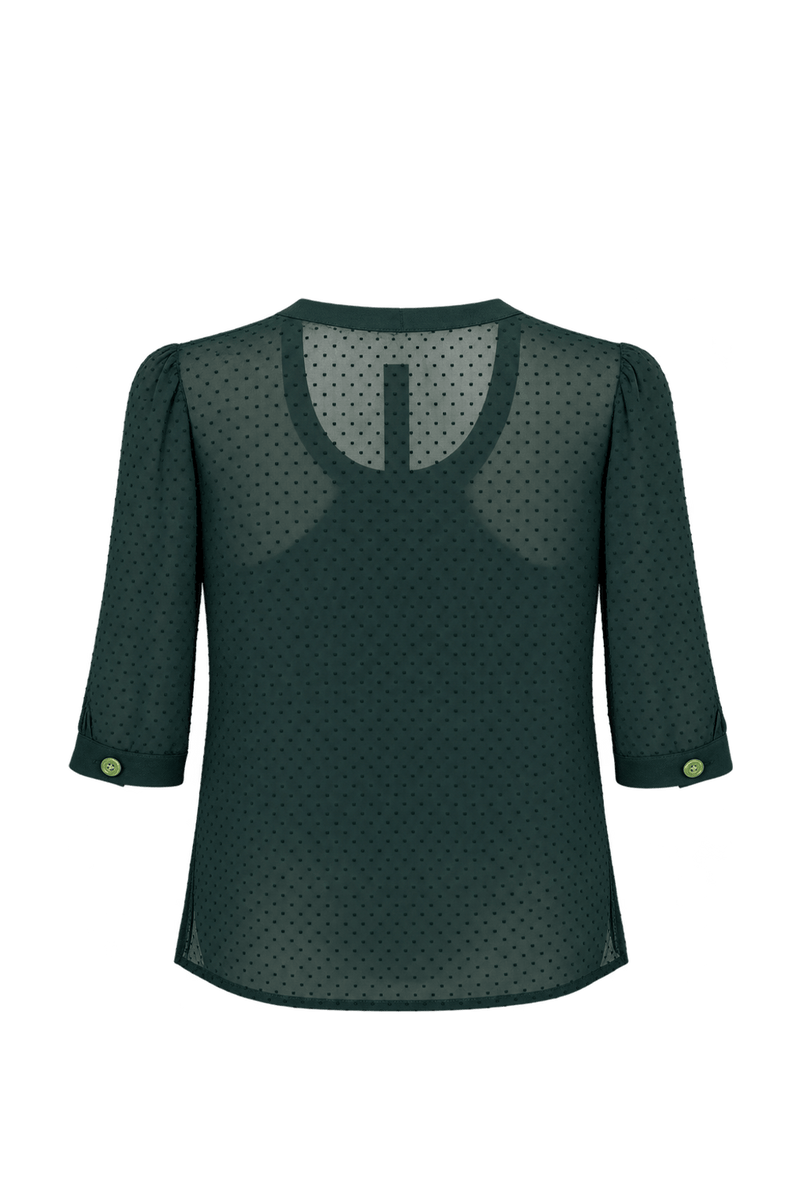 1980s Black Sheer Woven Blouse - Back View