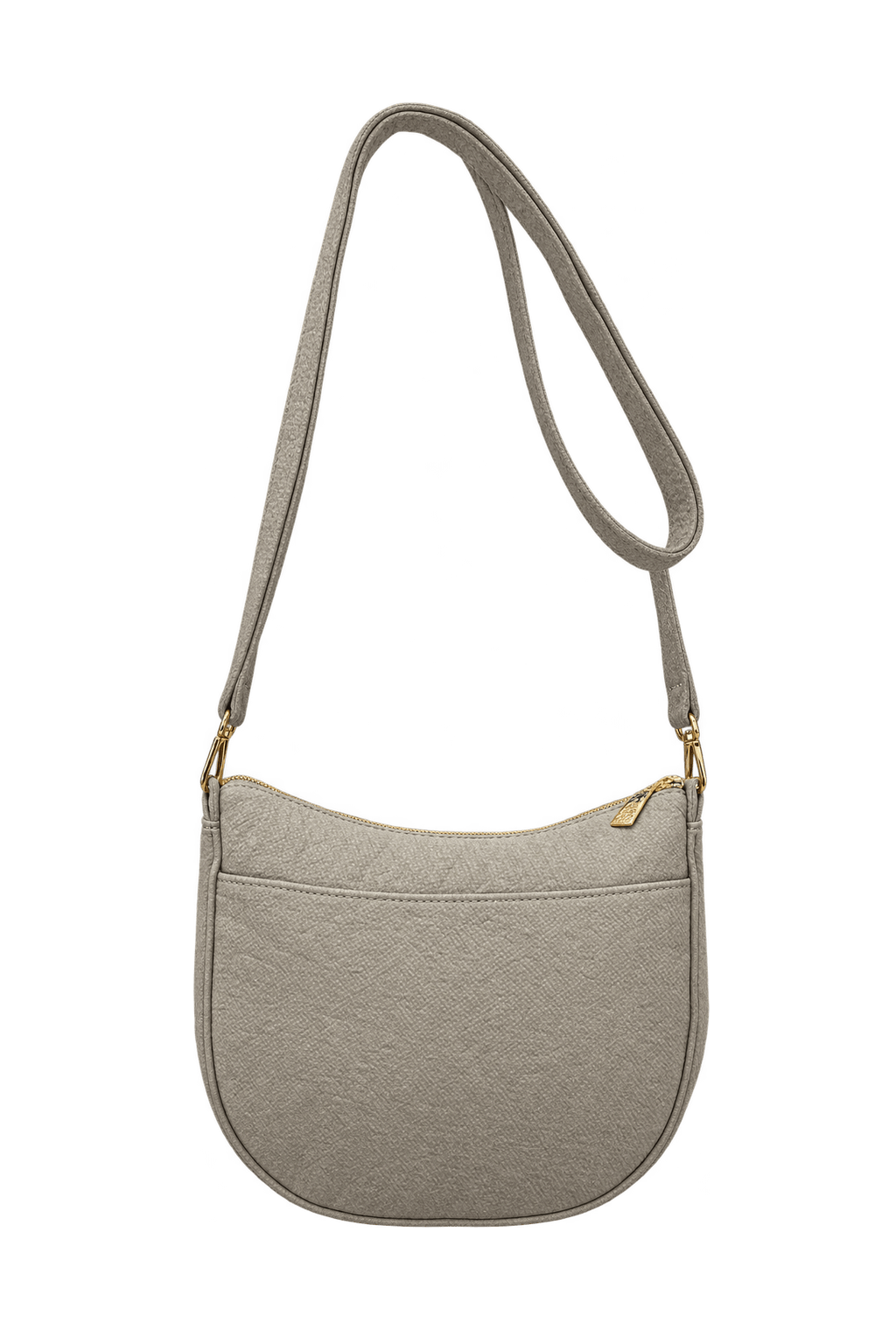 1980s Taupe Gray Leather-like Shoulder Bag - Back View