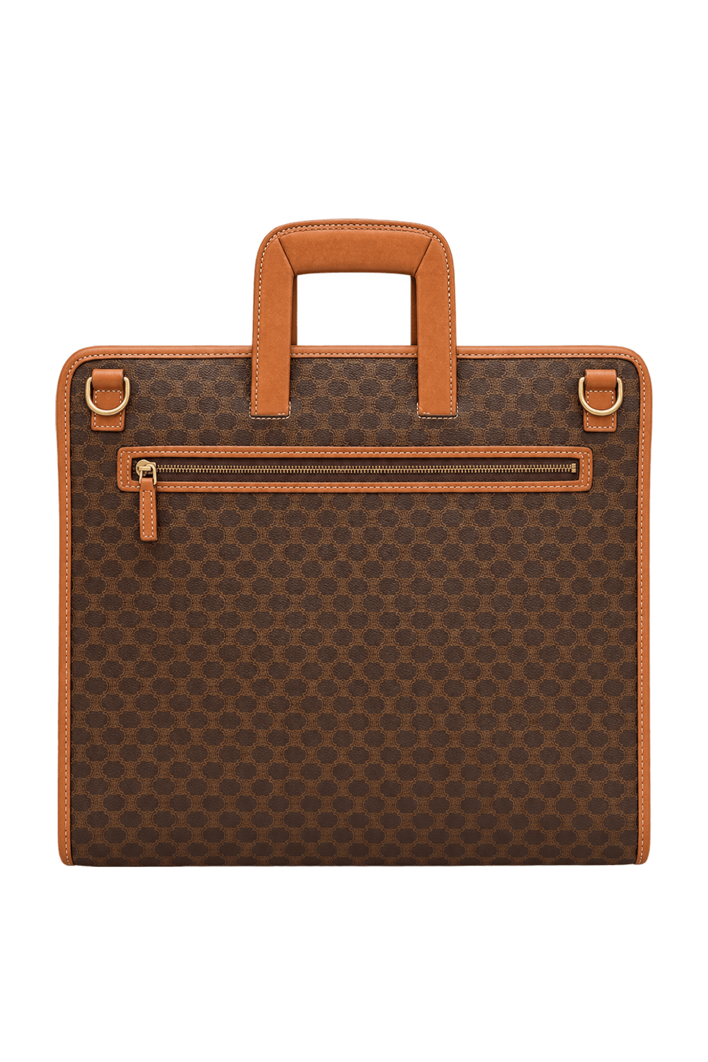 1990s Dark Brown Coated Canvas Briefcase - Back View