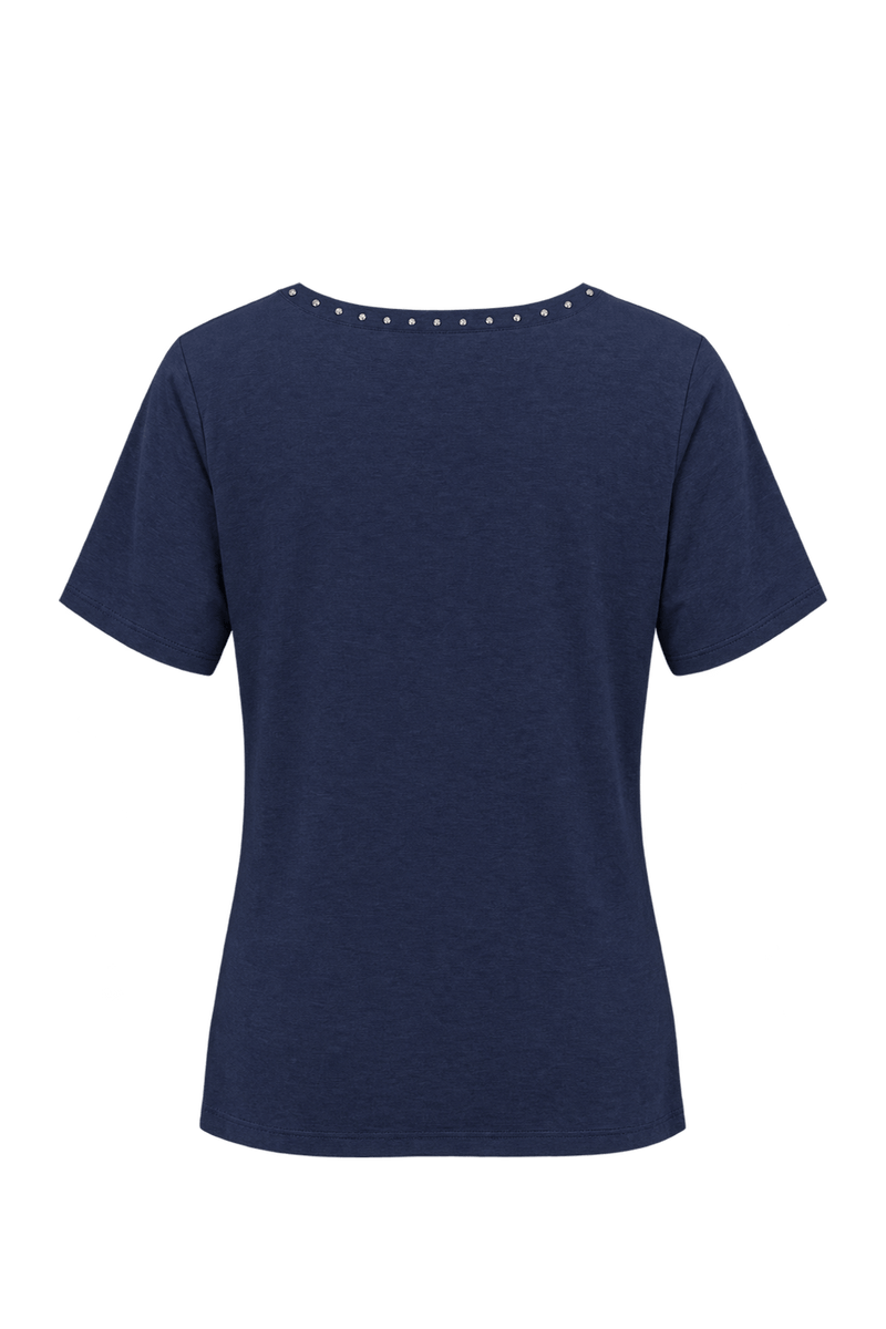 1990s Navy Blue Jersey Knit T-Shirt - Back View