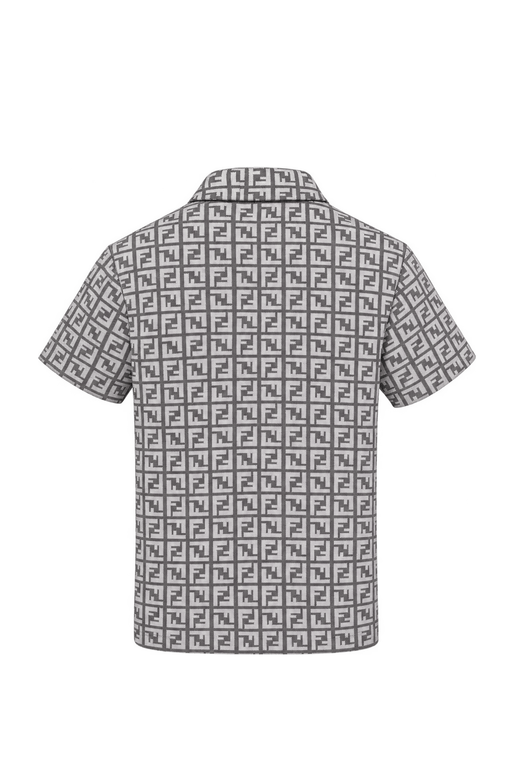 1990s Light Grey Knit Polo - Back View
