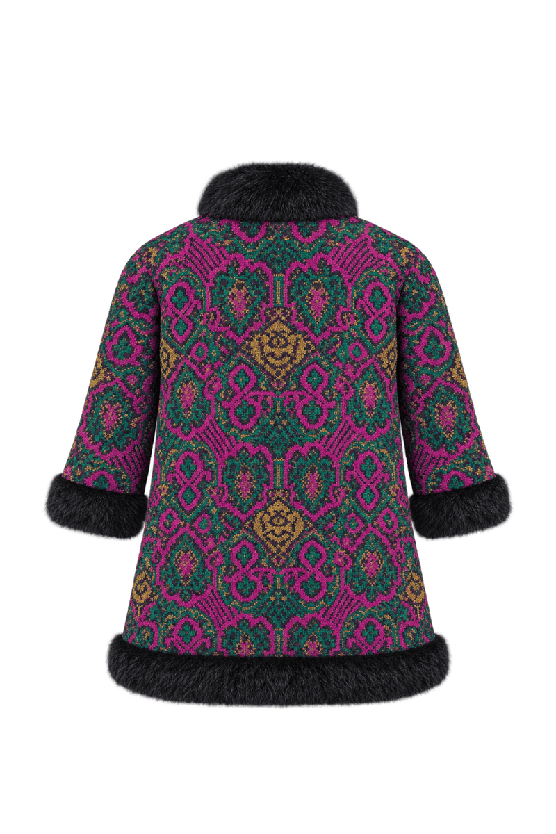1980s Emerald Green Knit Jacket - Back View