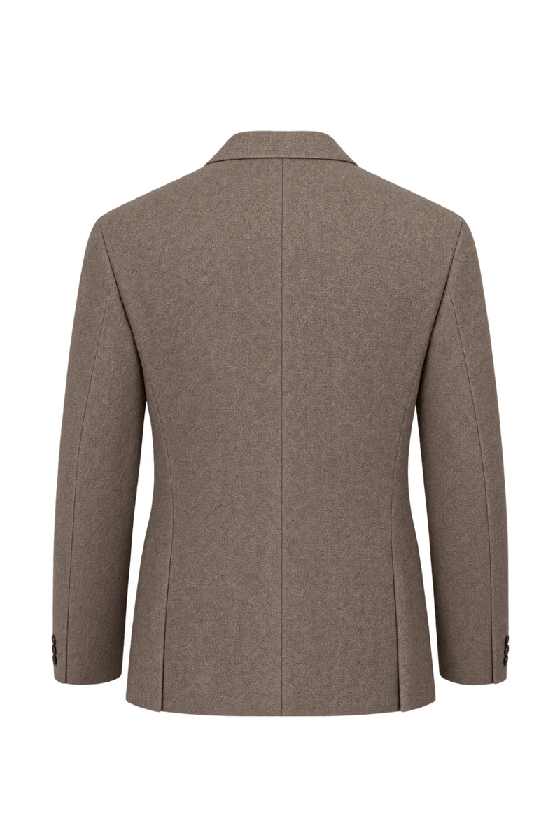 1960s Taupe Brown Woven Fabric Blazer - Back View
