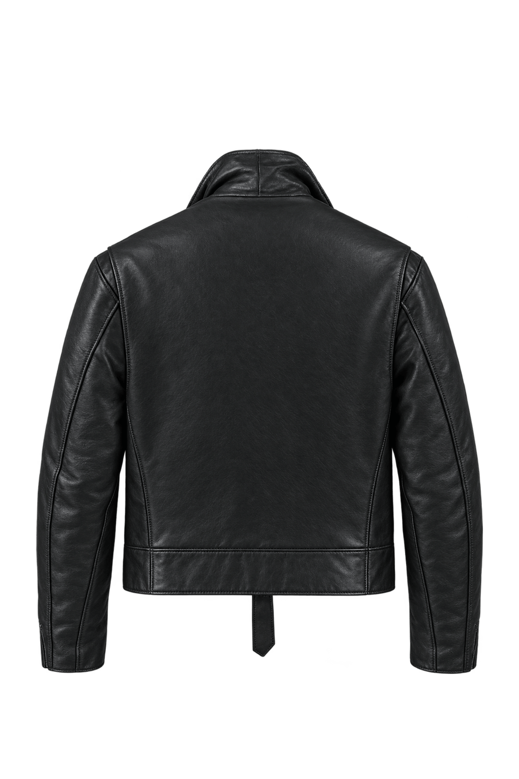 1960s Black Leather Leather Jacket - Back View