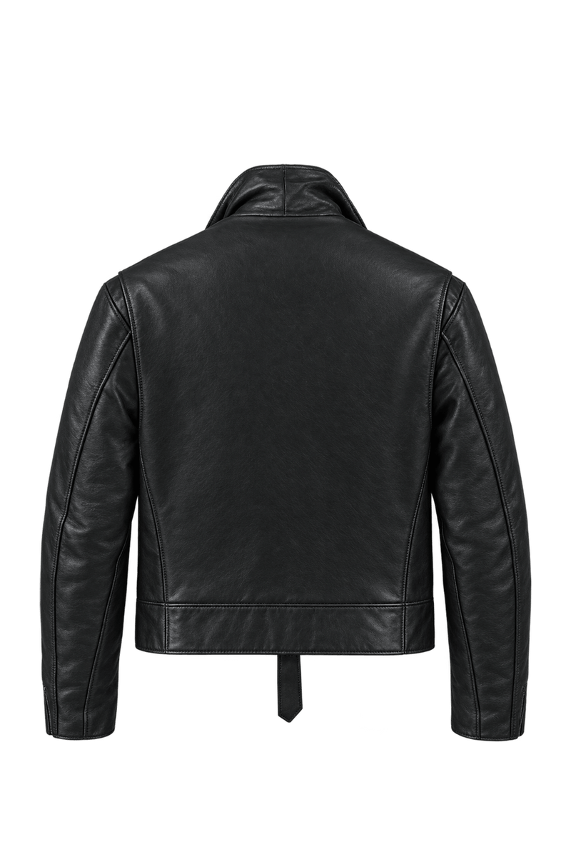 1960s Black Leather Leather Jacket - Back View