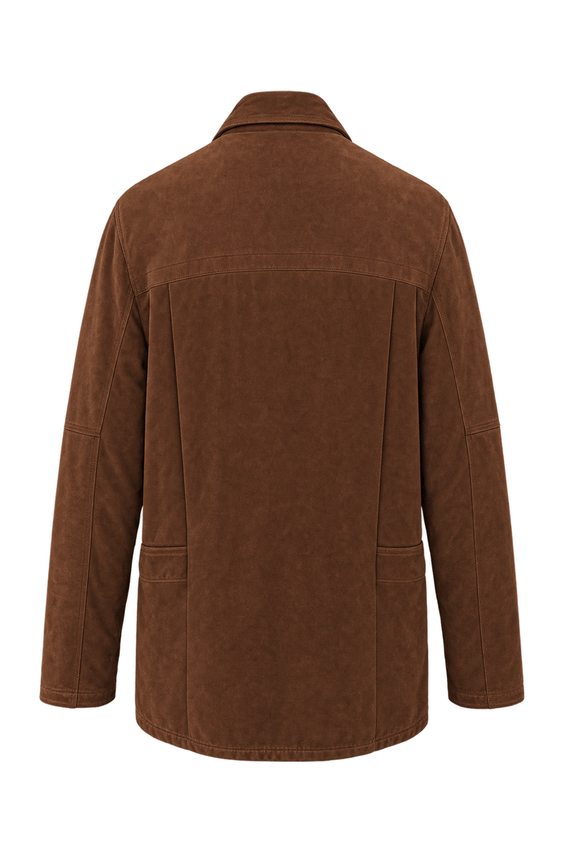 1980s Warm Chestnut Brown Suede-like Jacket - Back View
