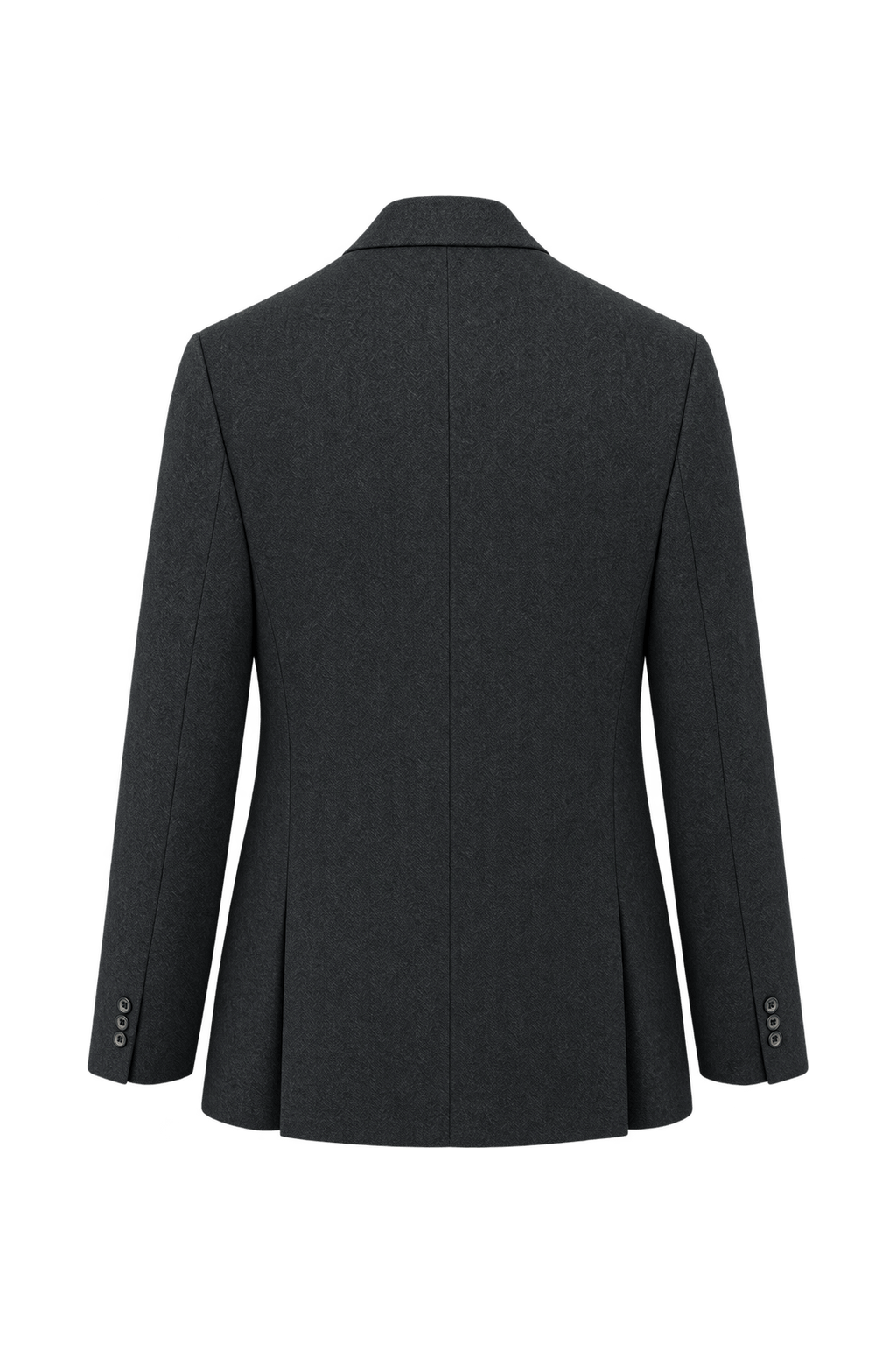 1980s Dark Charcoal Grey Wool Blazer - Back View