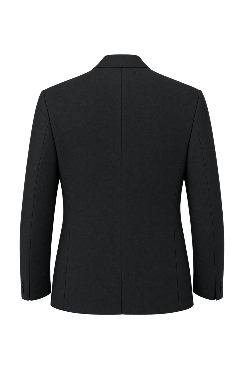 1980s Black Wool-like Blazer - Back View