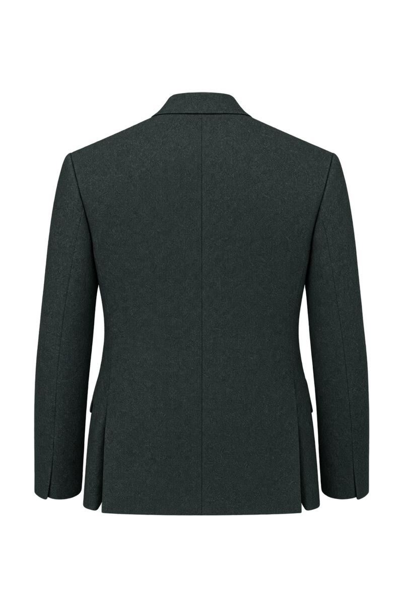 1980s Charcoal Gray Wool Blazer - Back View