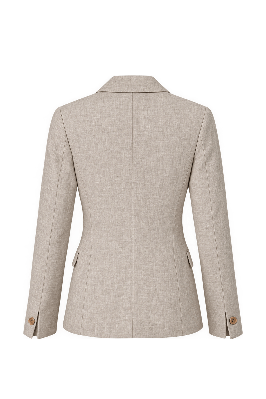 1990s Light Beige Linen Blazer - Back View