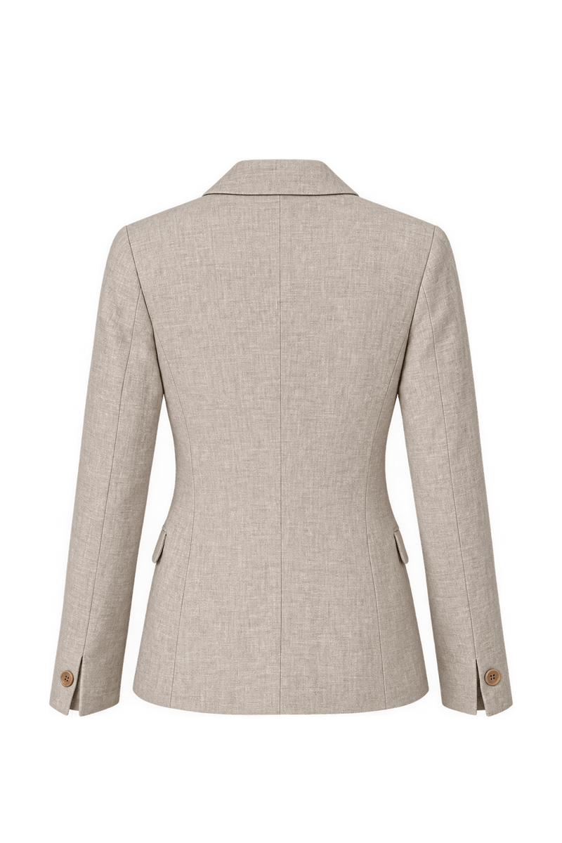1990s Light Beige Linen Blazer - Back View