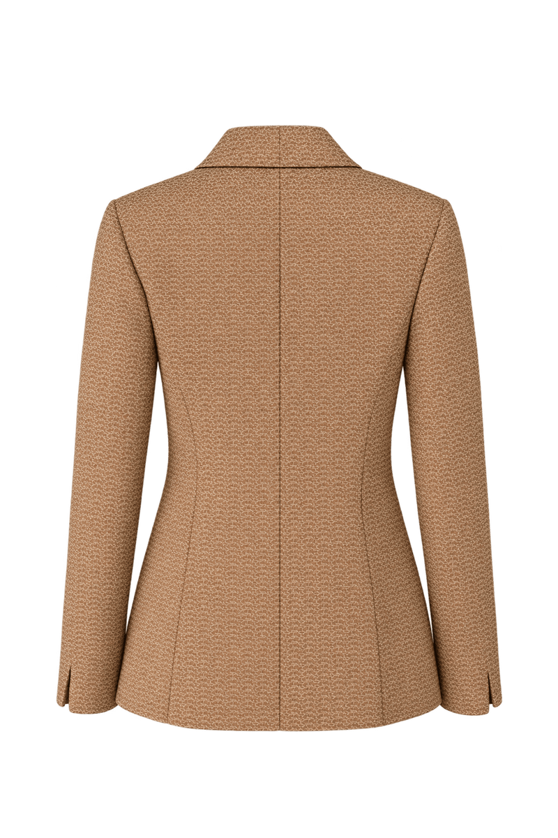 1990s Warm Beige Woven Blazer - Back View