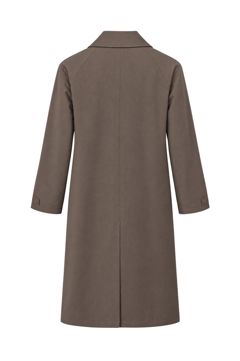 1980s Warm Taupe Brown Woven Coat - Back View