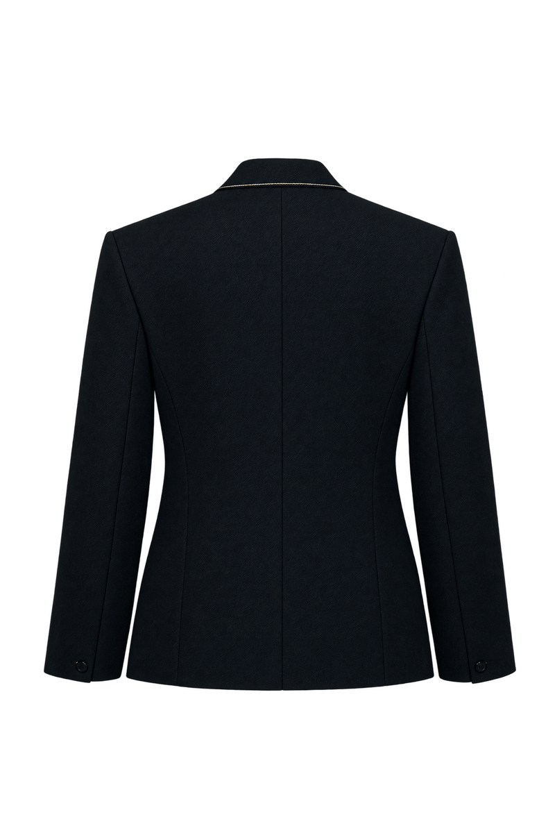 1980s Black Wool Blazer - Back View