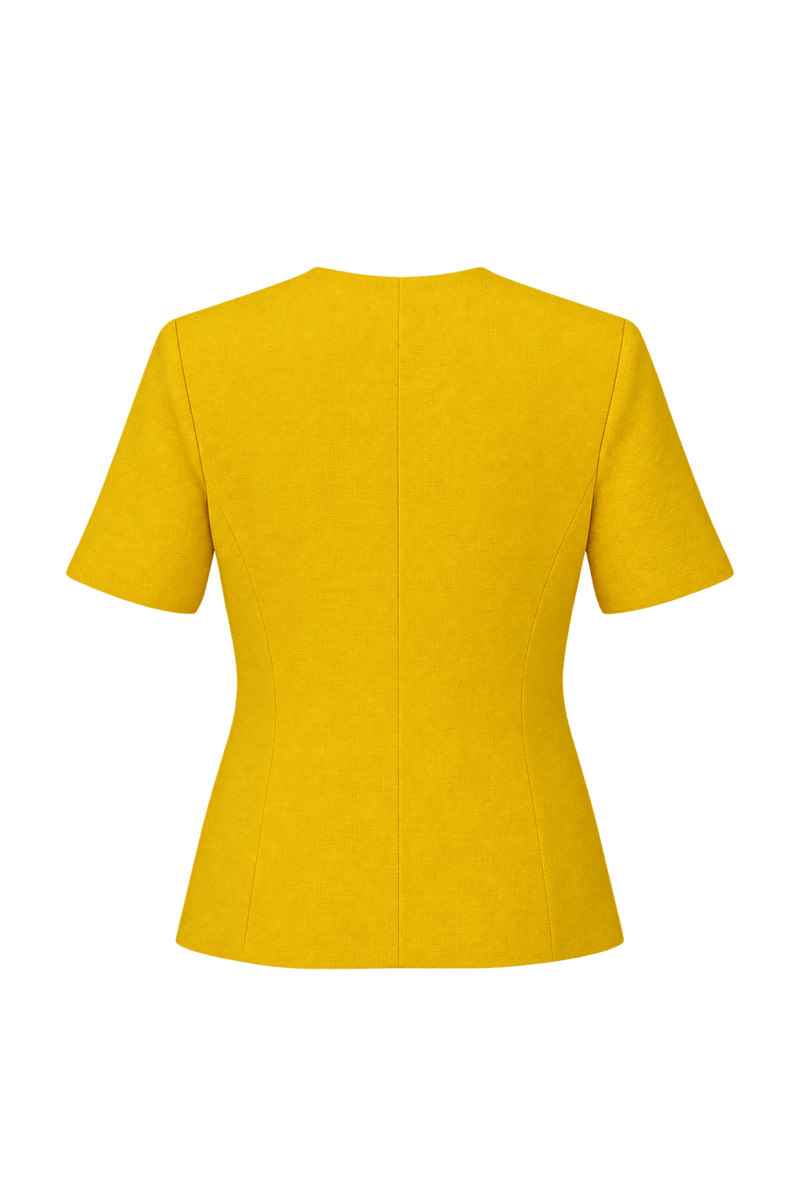 1980s Bright Golden Yellow Woven Fabric Jacket - Back View