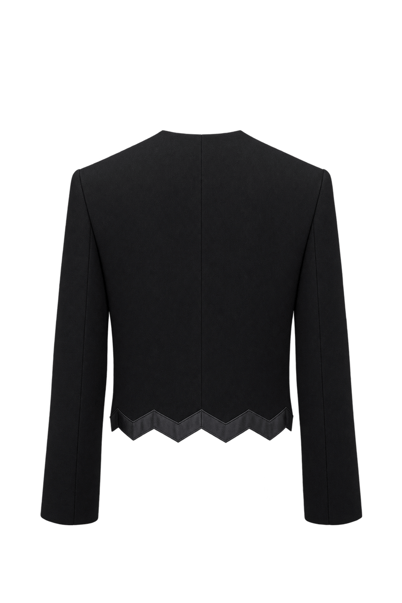 1990s Black Woven Fabric Jacket - Back View