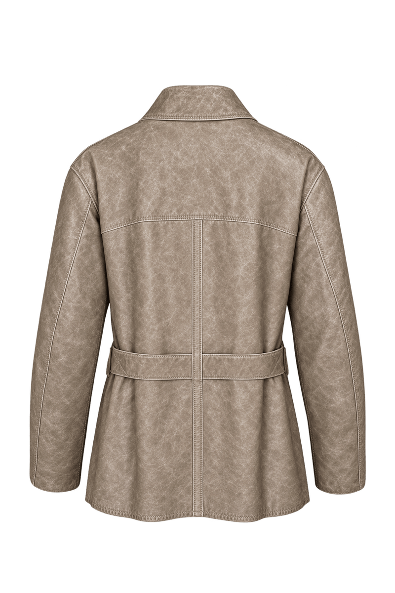 1980s Weathered Tan Leather Jacket - Back View