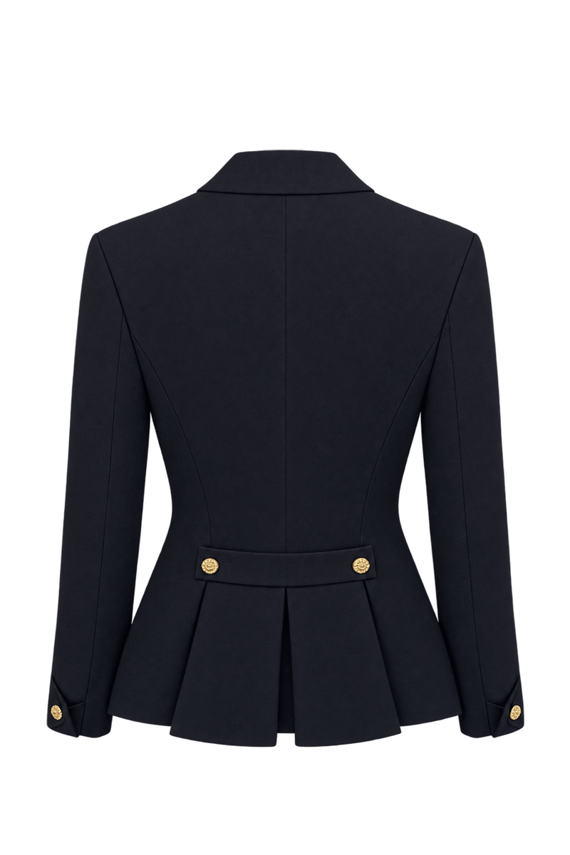 1980s Black Woven Textile Blazer - Back View