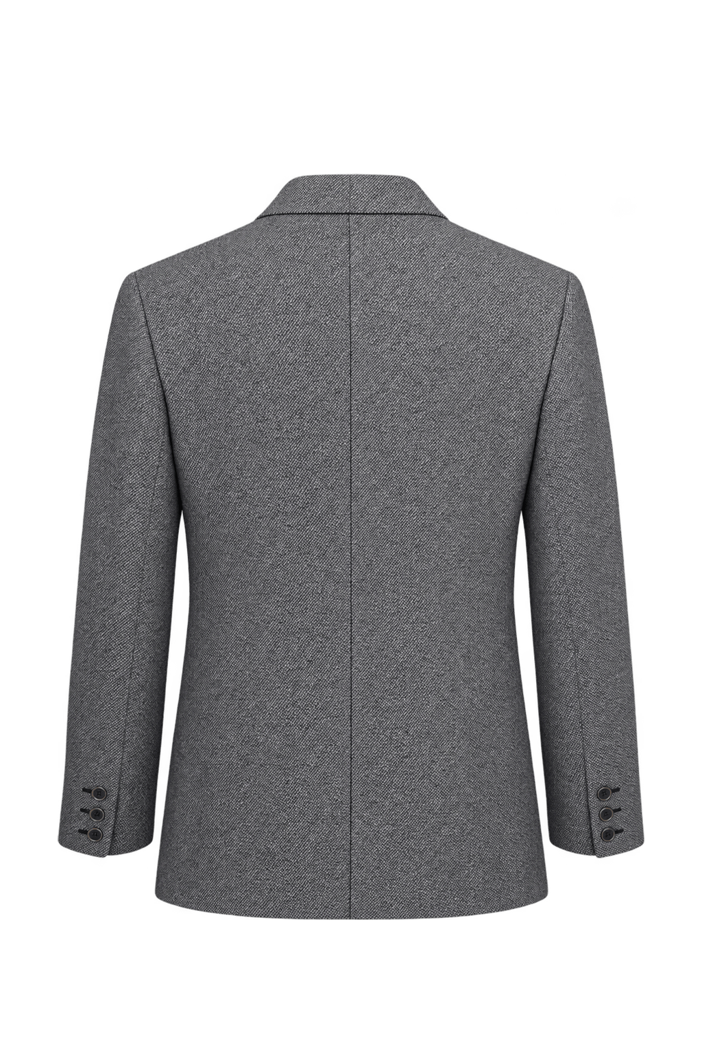 1980s Black-and-White Mélange Grey Woven Textile Blazer - Back View