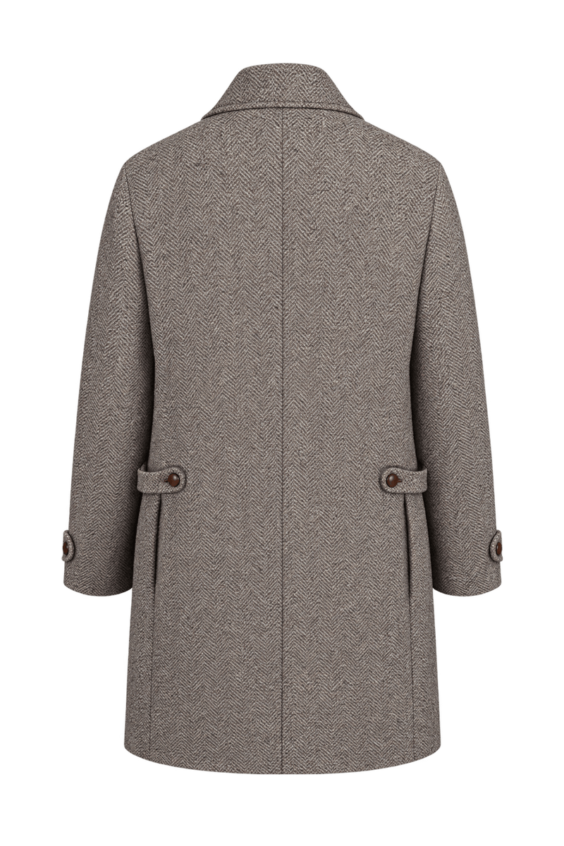 1980s Taupe Brown Wool Coat - Back View