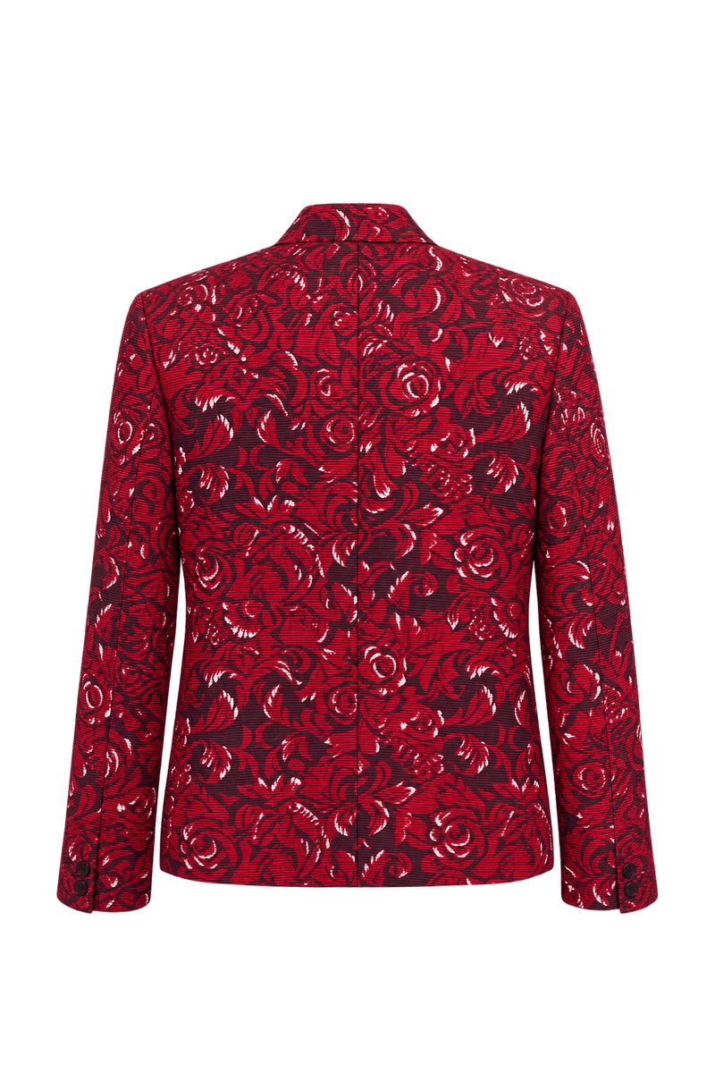 1980s Deep Burgundy Red Woven Textile Jacket - Back View