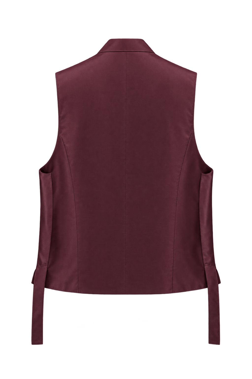 1970s Burgundy and Cream Woven Vest - Back View