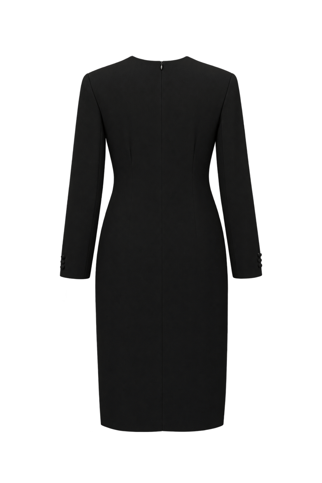 1990s Black Woven Fabric Dress - Back View