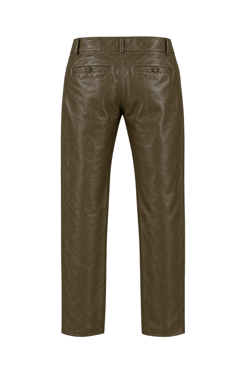 1990s Chocolate Brown Leather Trousers - Back View