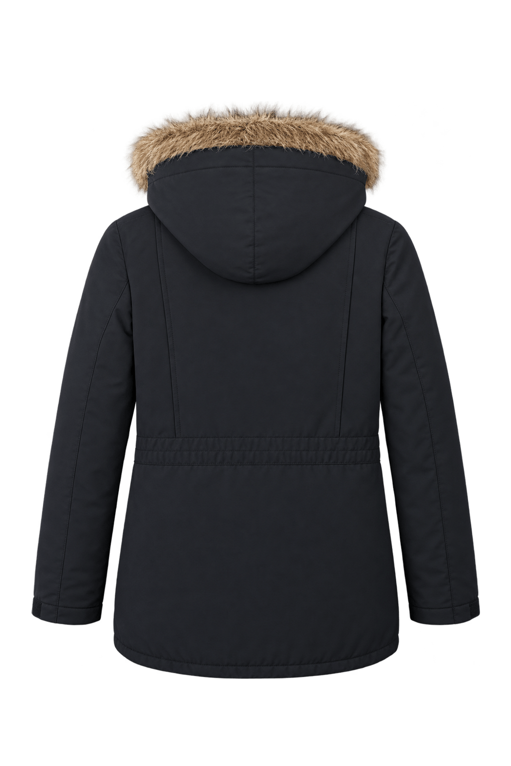 1990s Dark Navy Blue Synthetic Parka - Back View