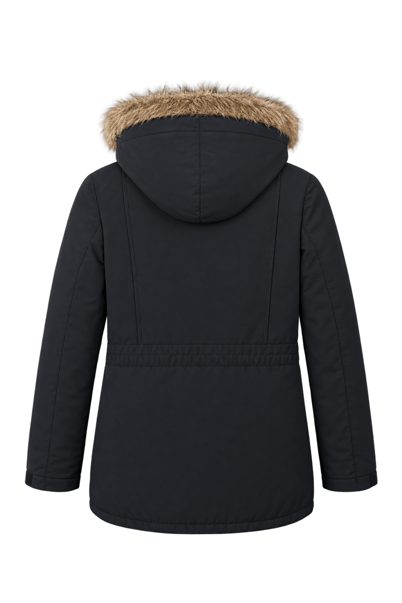 1990s Dark Navy Blue Synthetic Parka - Back View