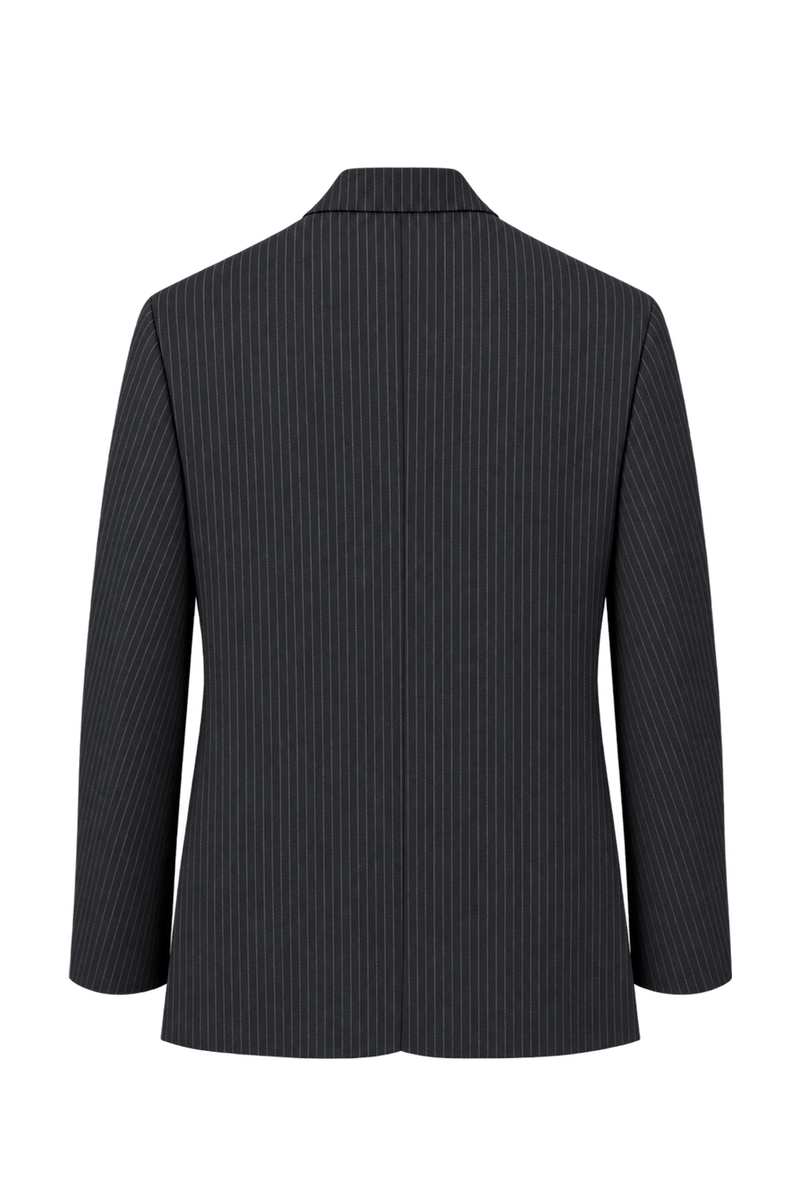 1980s Near-Black Navy Wool Blazer - Back View