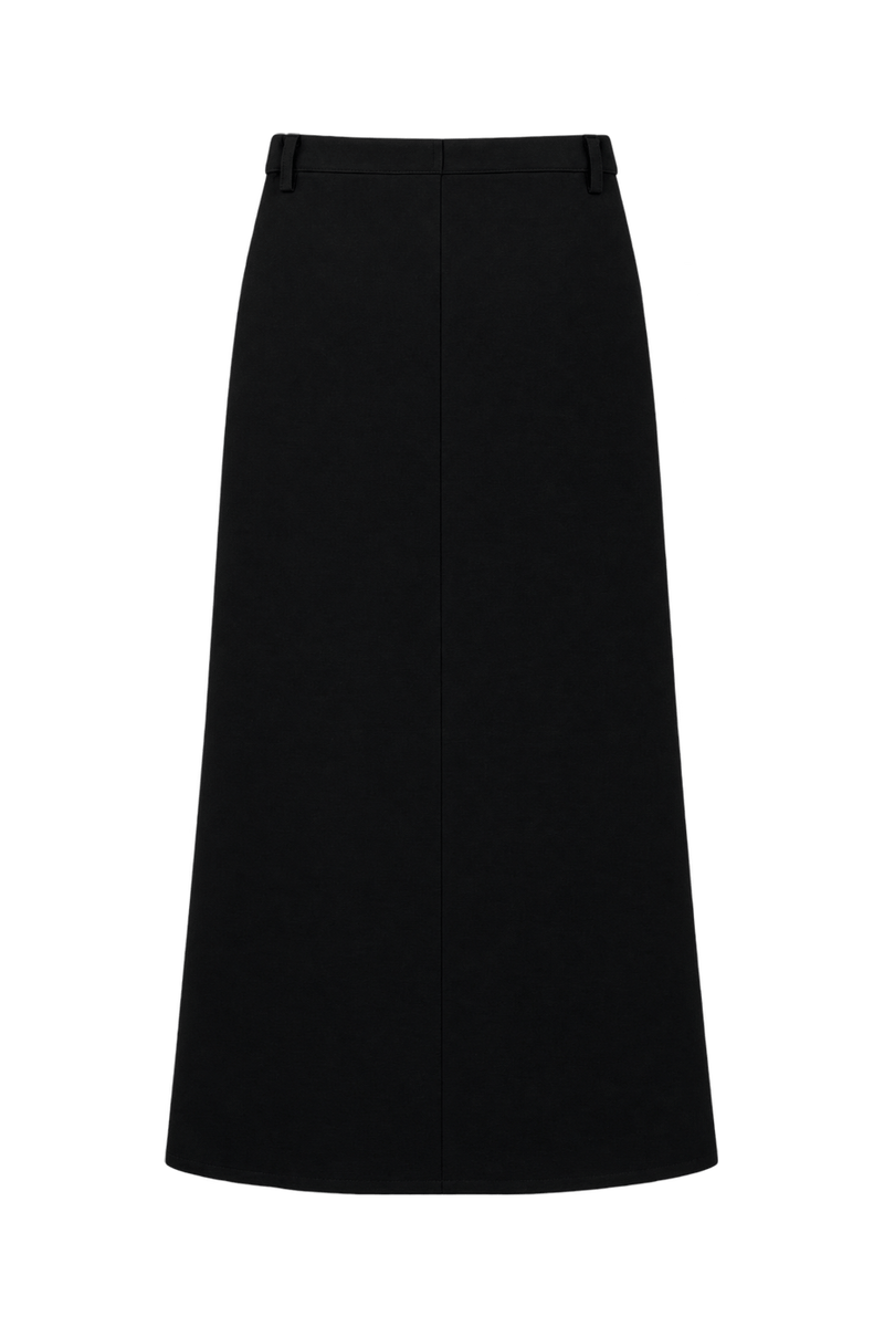 1990s Black Unverified Woven Skirt - Back View