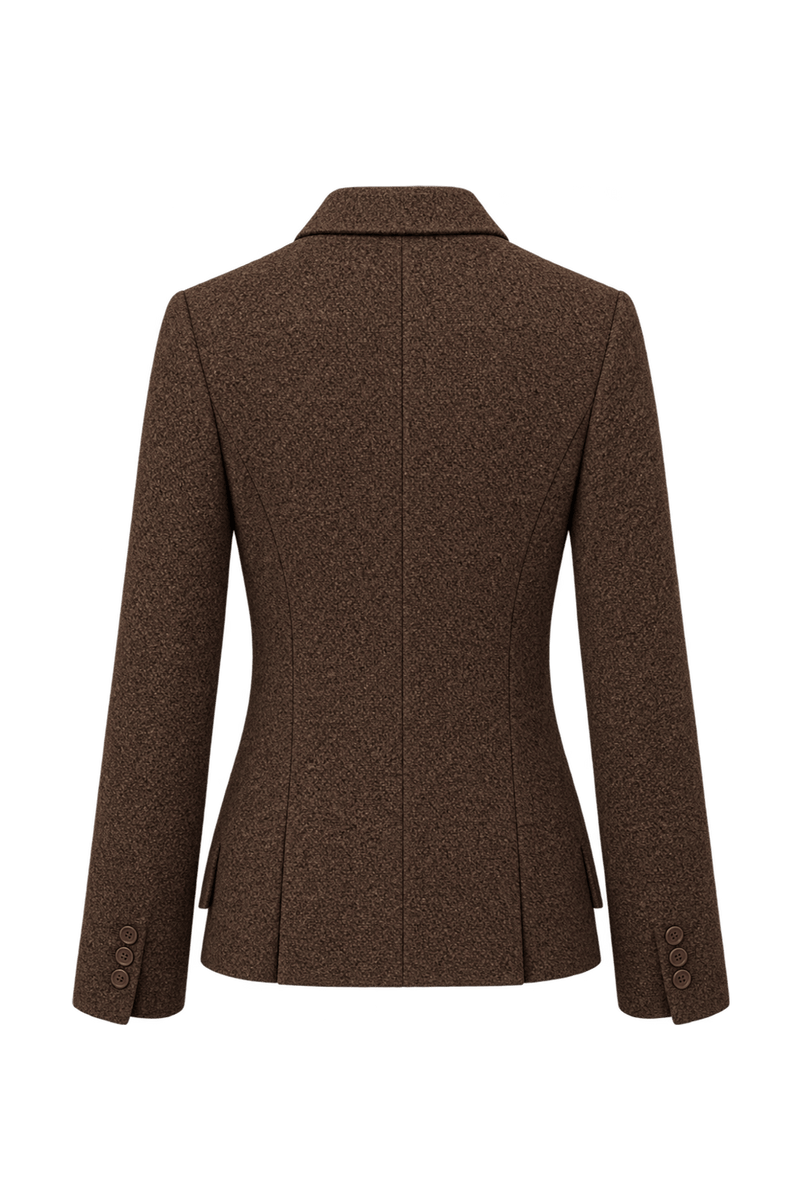 1990s Chocolate Brown Wool Blazer - Back View