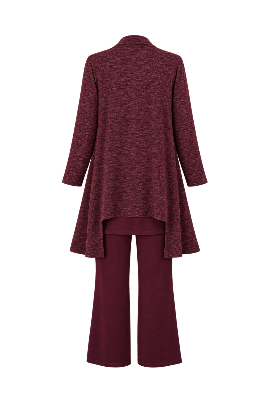 1990s Burgundy Knit Cardigan and Top Set - Back View