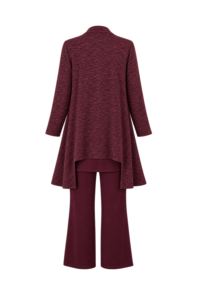 1990s Burgundy Knit Cardigan and Top Set - Back View