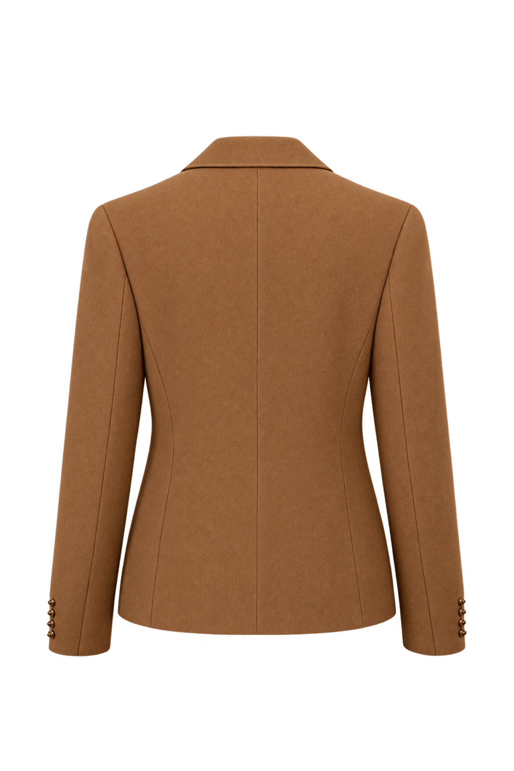 1970s Warm Camel Brown Woven Fabric Blazer - Back View