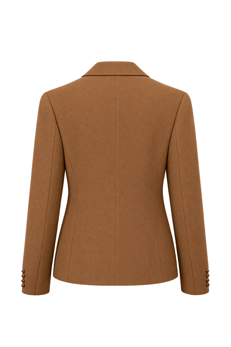 1970s Warm Camel Brown Woven Fabric Blazer - Back View