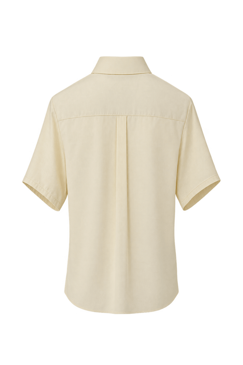 1980s Pale Cream Woven Button-Down Shirt - Back View