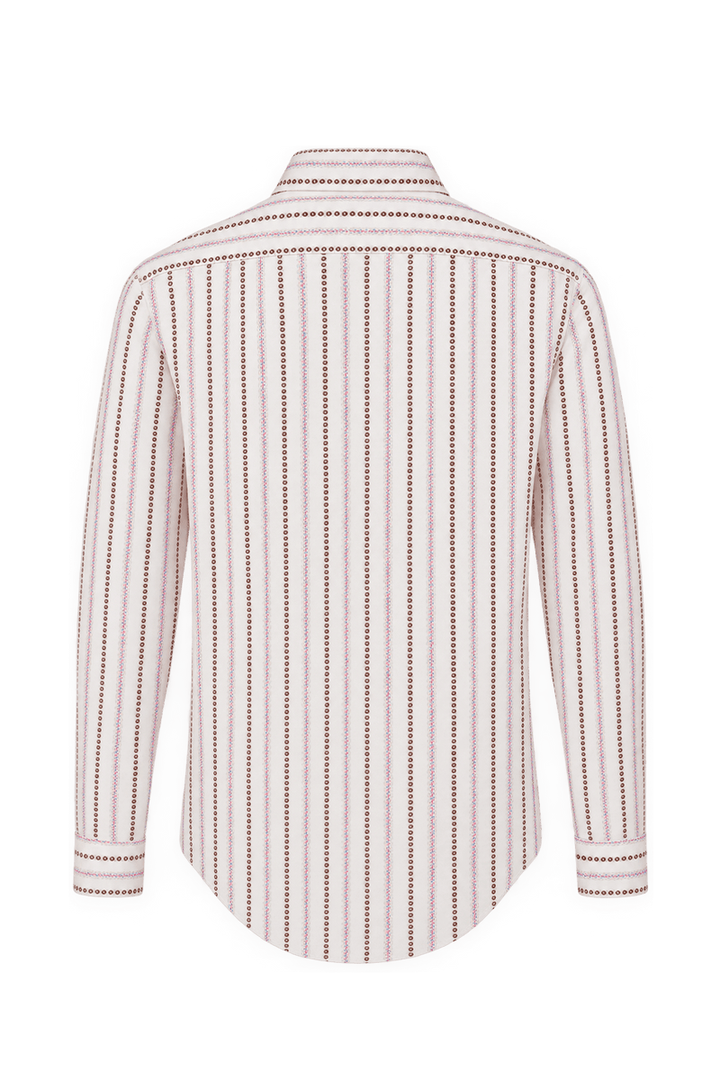 1970s Cream White Woven Fabric Button-Down Shirt - Back View