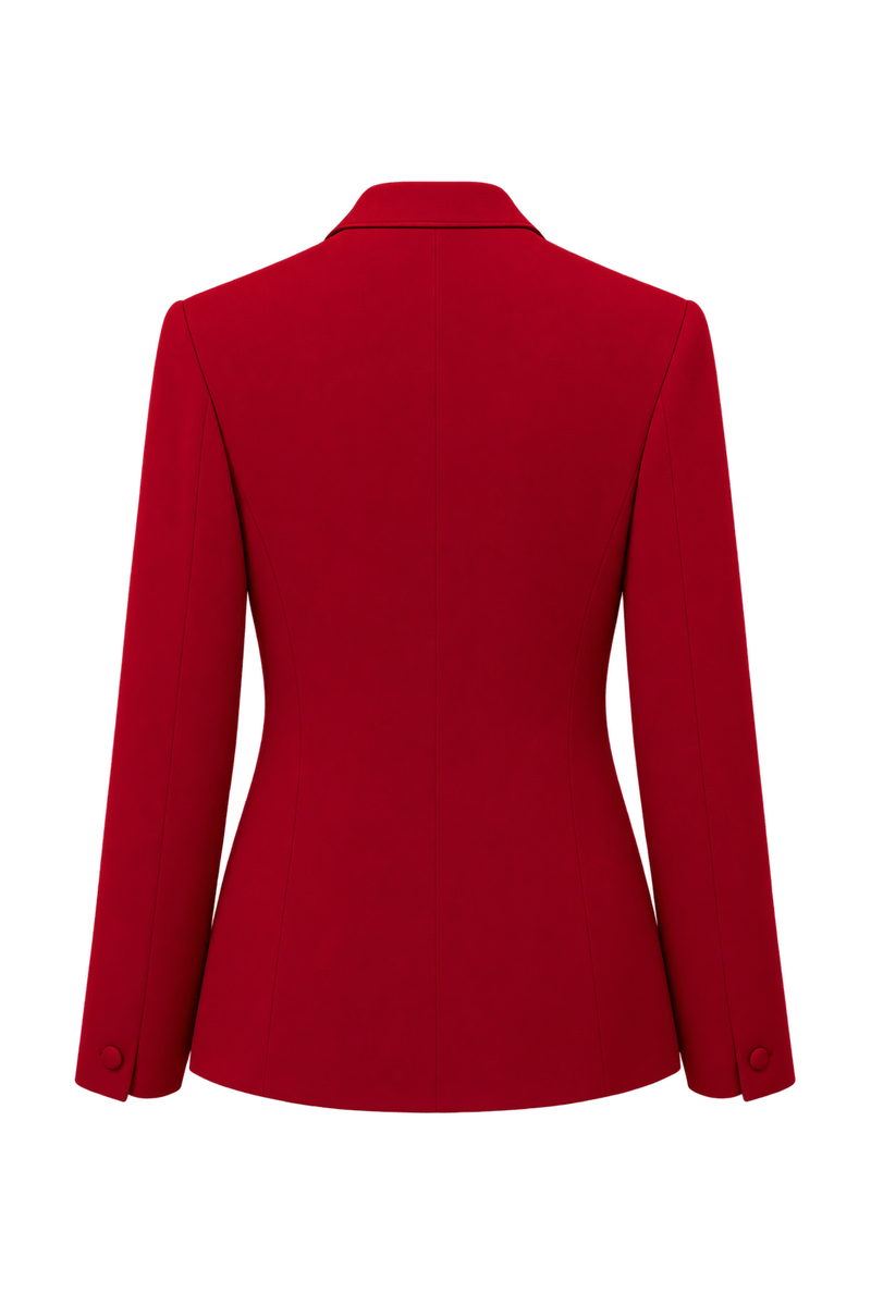 1980s Vivid Crimson Red Woven Blazer - Back View