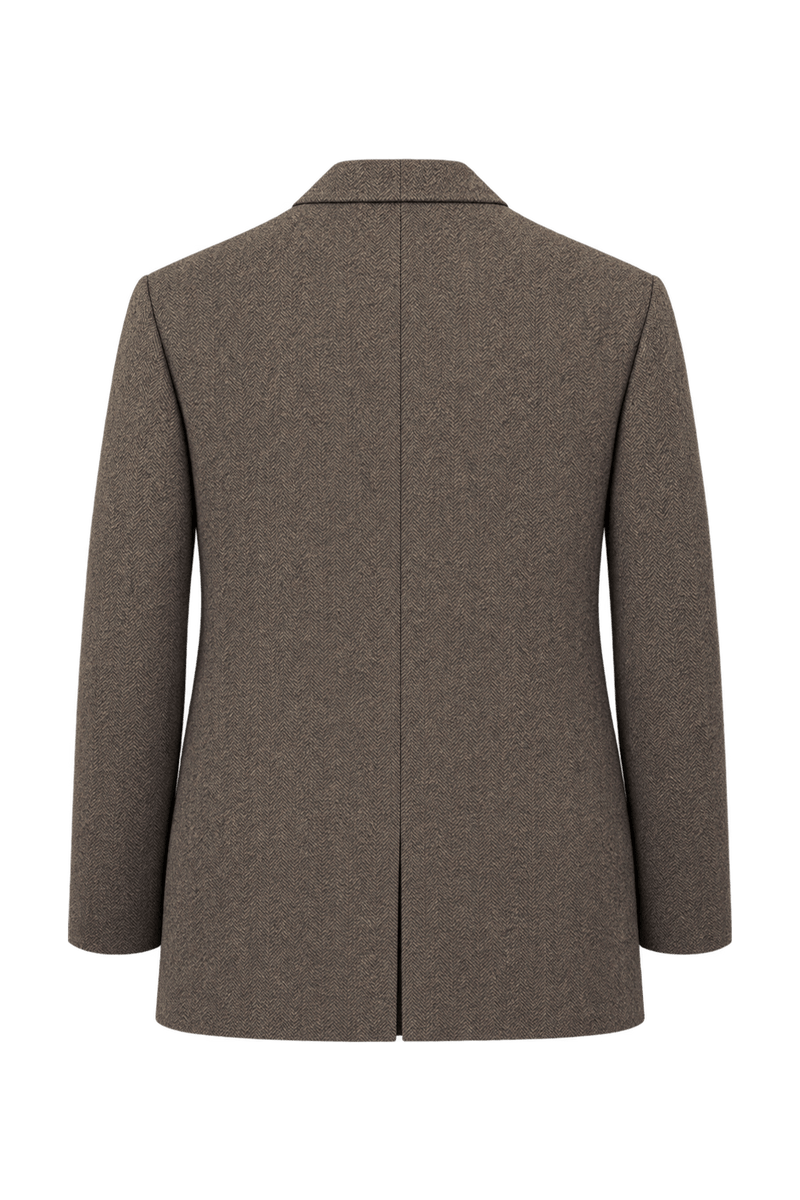 1970s Warm Brown Woven Blazer - Back View