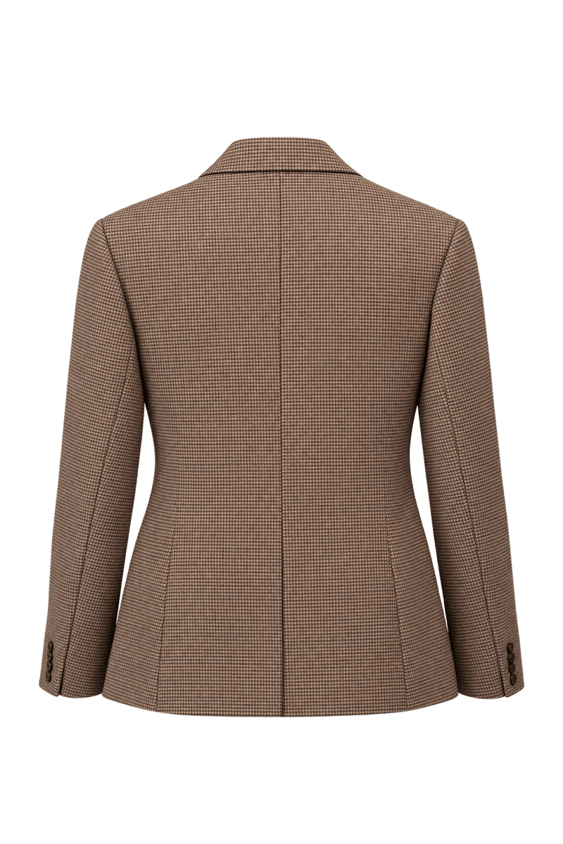 1990s Taupe Brown Wool Blazer - Back View