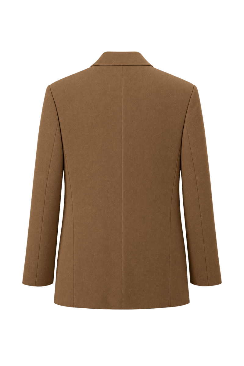 [1990s] Camel Brown Woven Blazer - Back View