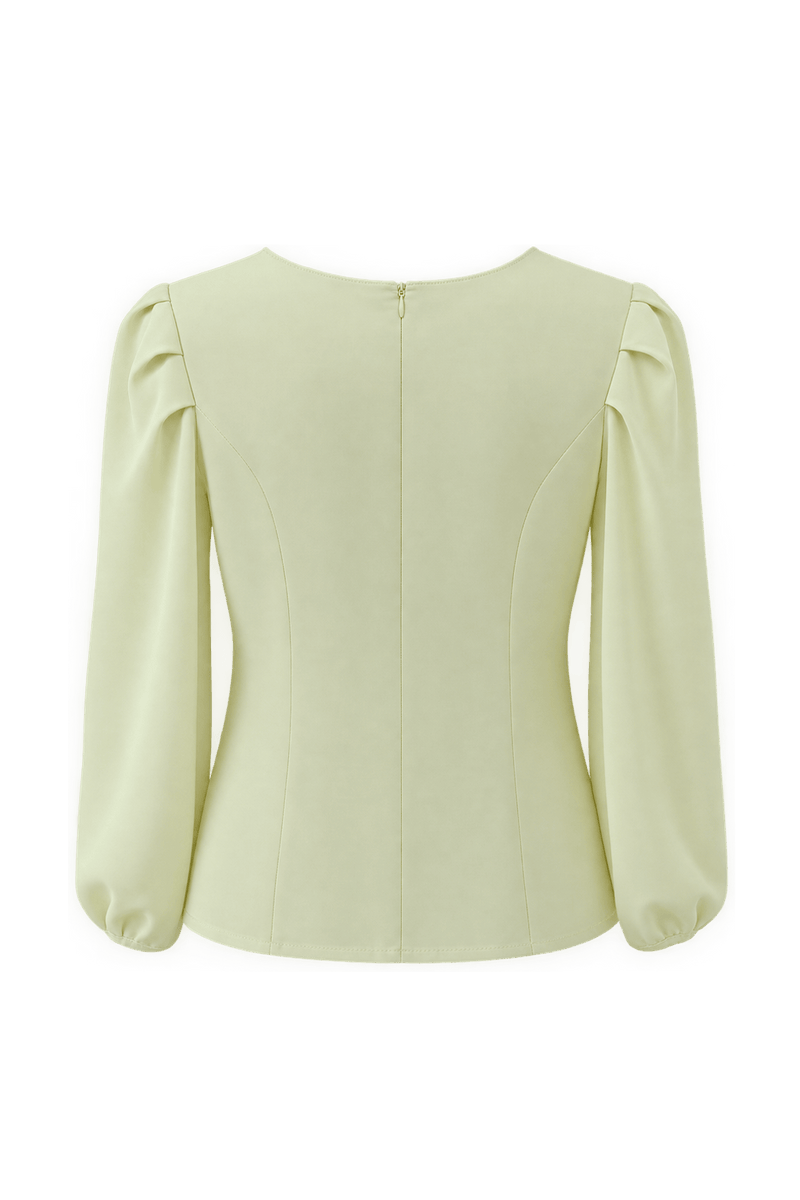 1980s Pale Butter Yellow Woven Blouse - Back View