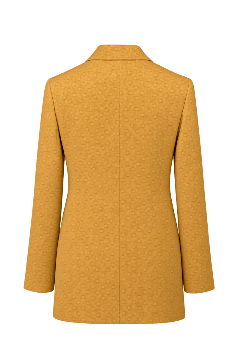 1980s Warm Golden Yellow Woven Jacquard Blazer - Back View