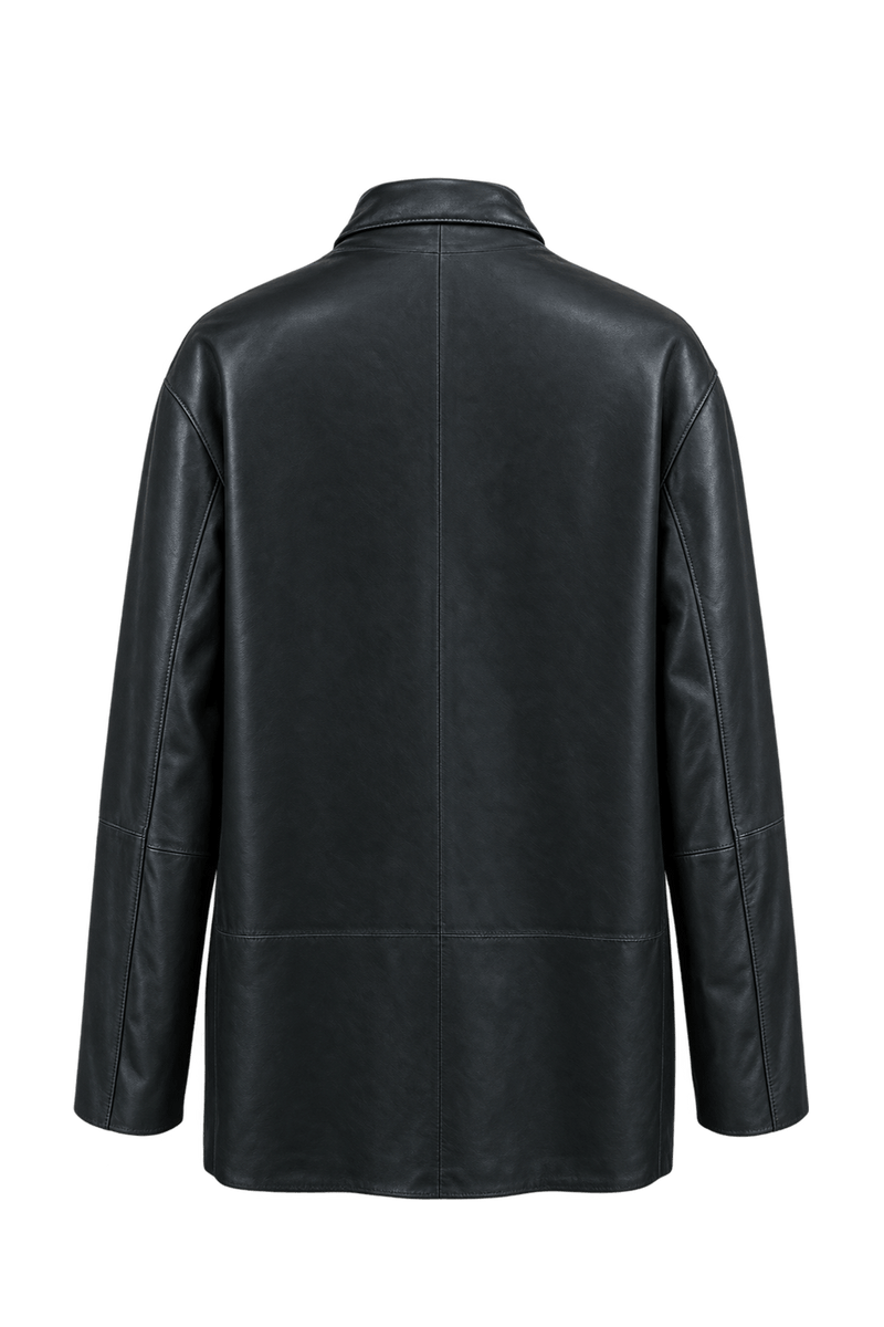 1980s Black Leather Mens Leather Jacket - Back View