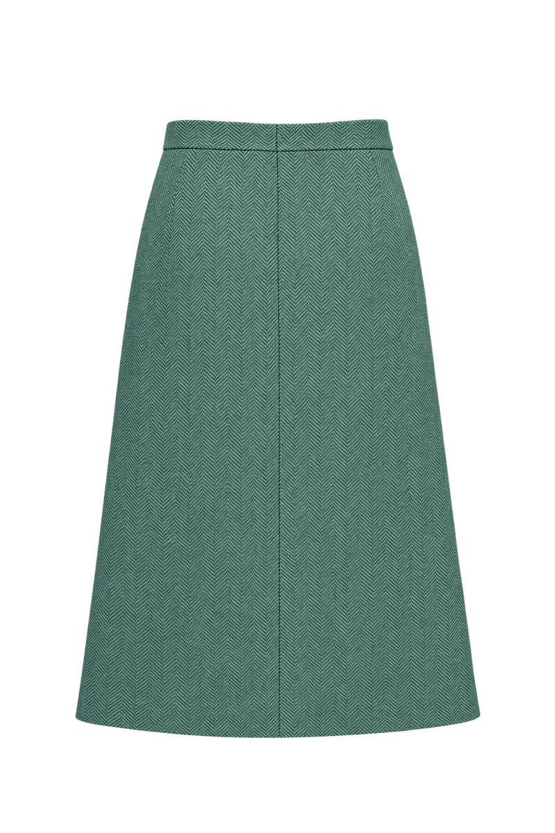 1980s Charcoal Gray Woven Skirt - Back View